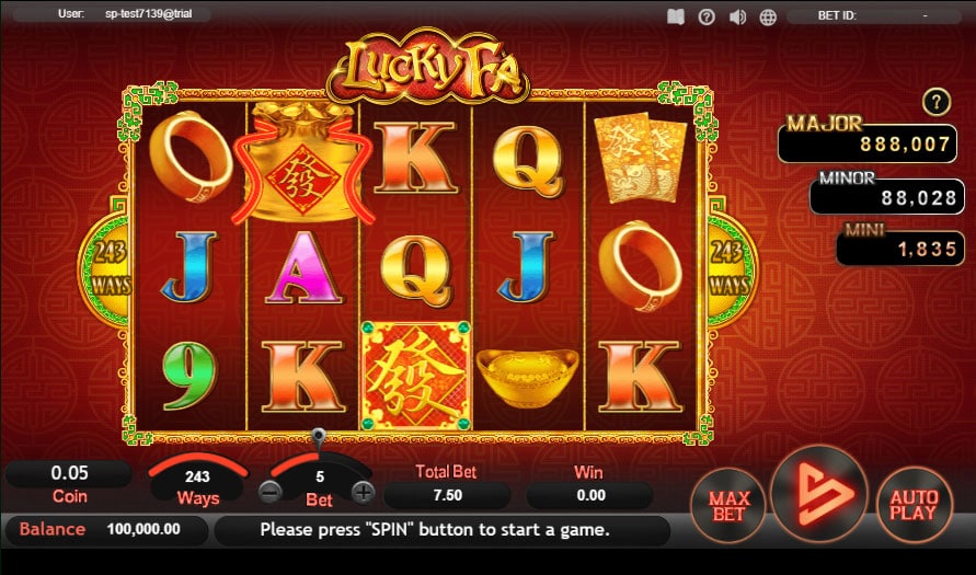 หน้าการเล่น Lucky Fa สล็อตออนไลน์